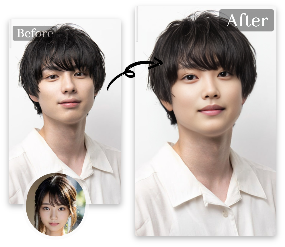 AI顔入れ替えで性別変換を体験