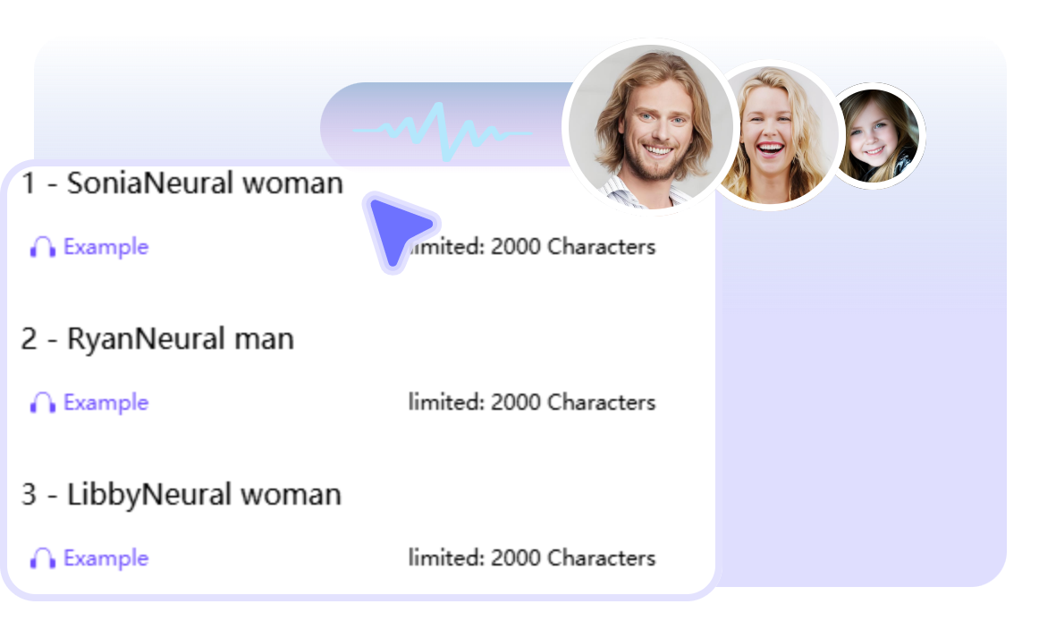 Choose from Realistic Male & Female Voices