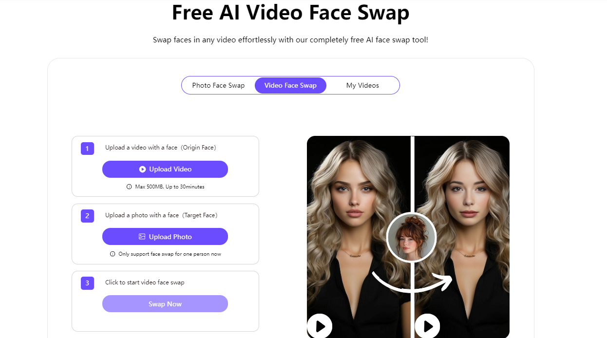 free unlimited video face swap-videofaceswap