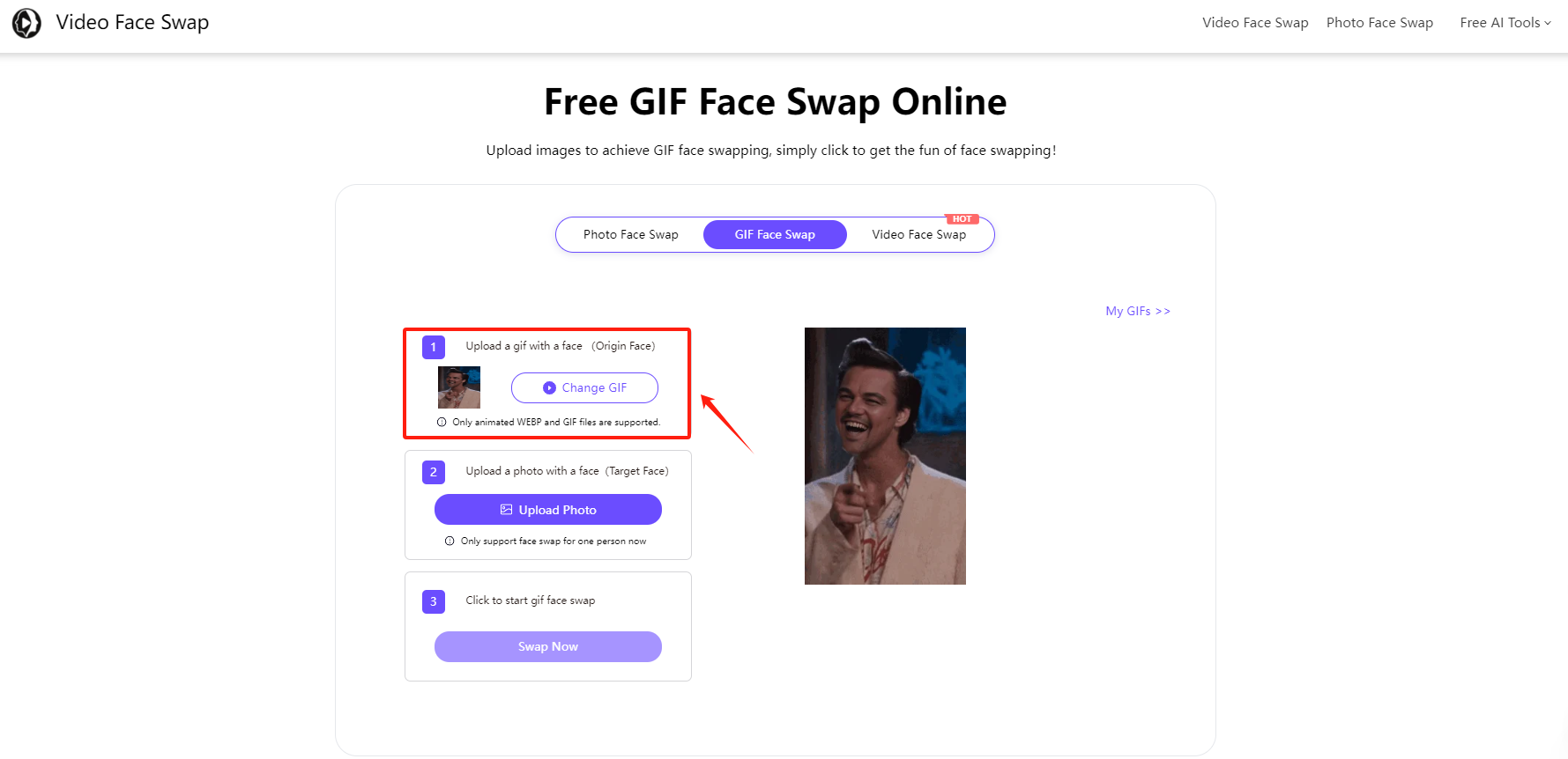 swap faces in gif images using videofaceswap-step 1