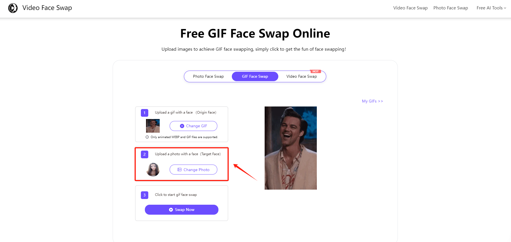 swap faces in gif images using videofaceswap-step 2