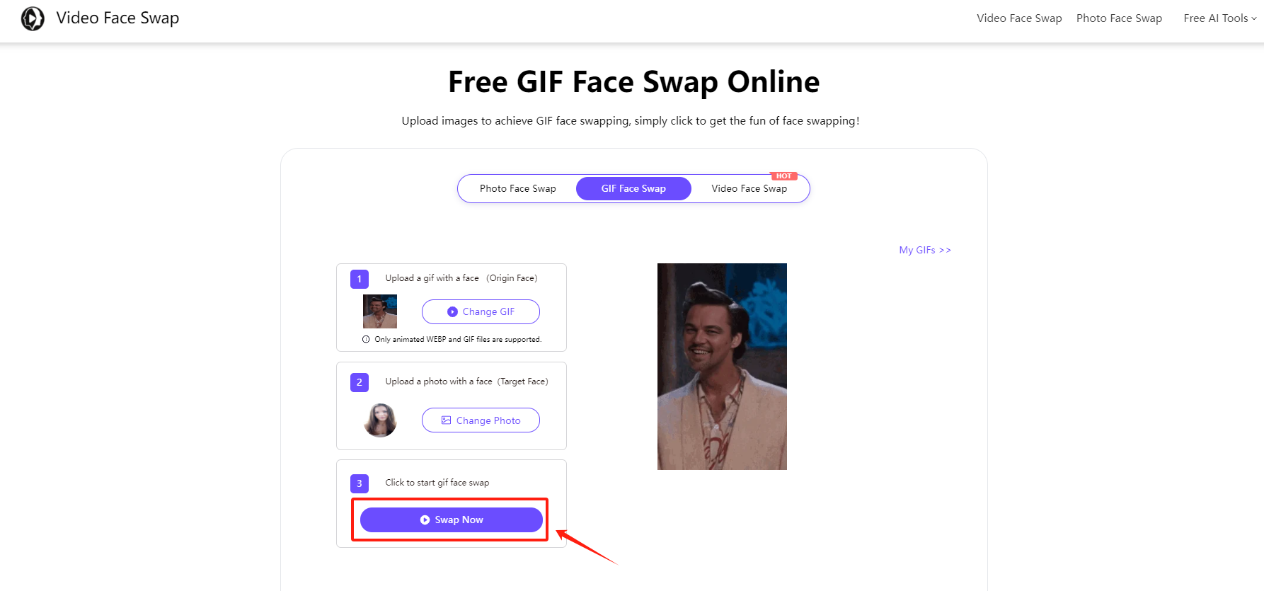 swap faces in gif images using videofaceswap-step 3