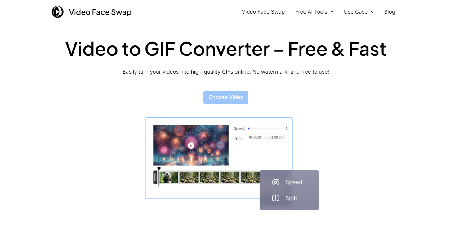 videofaceswap's video editing tool:video to gif