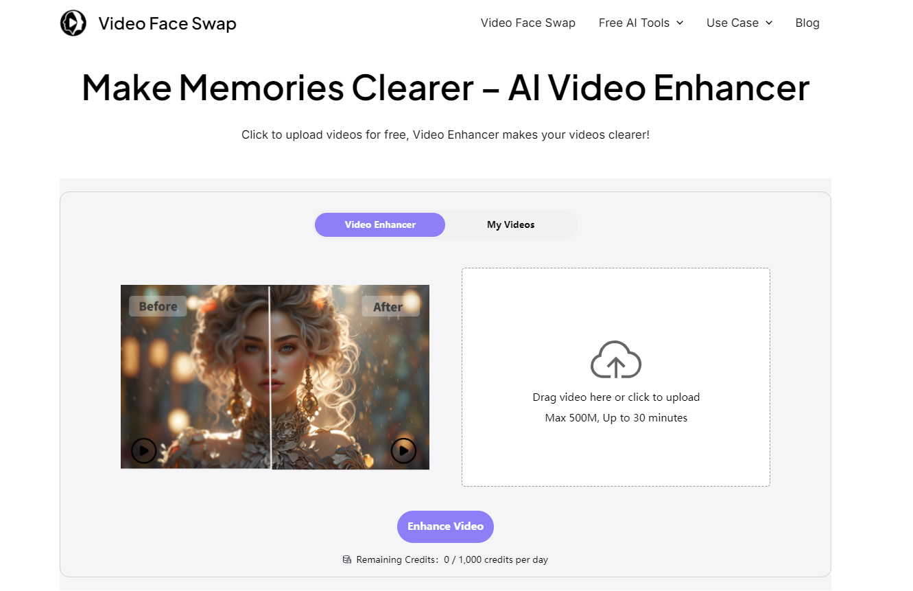 videofaceswap's video editing tool:video enhancer