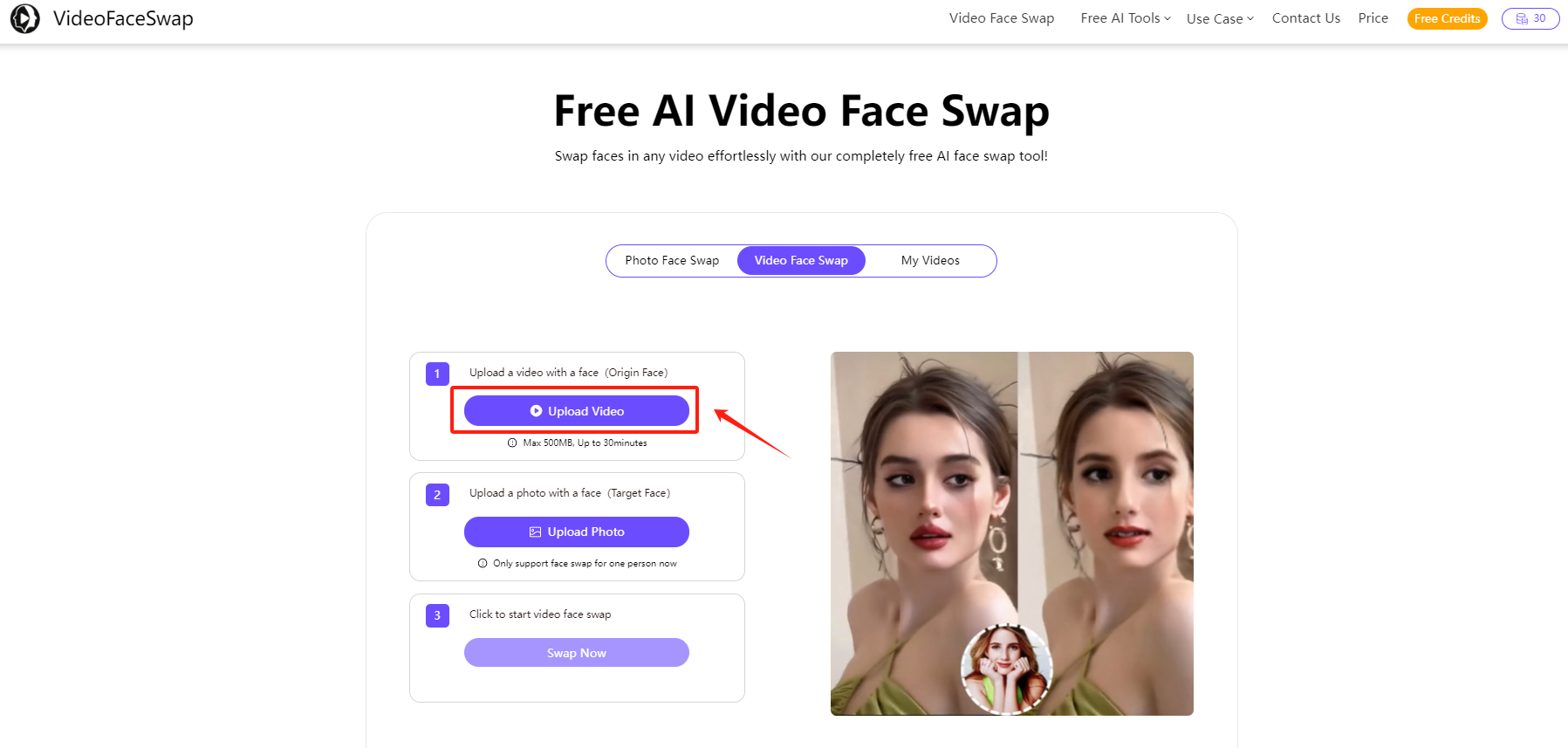 Use the Free Online Face Swap Video Tool-step 1