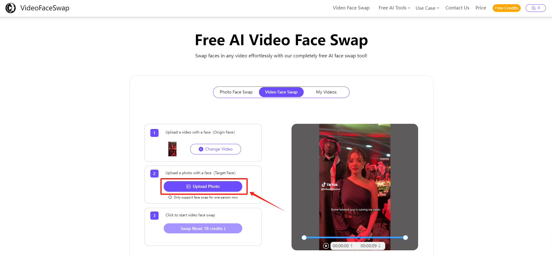 Use the Free Online Face Swap Video Tool-step 2