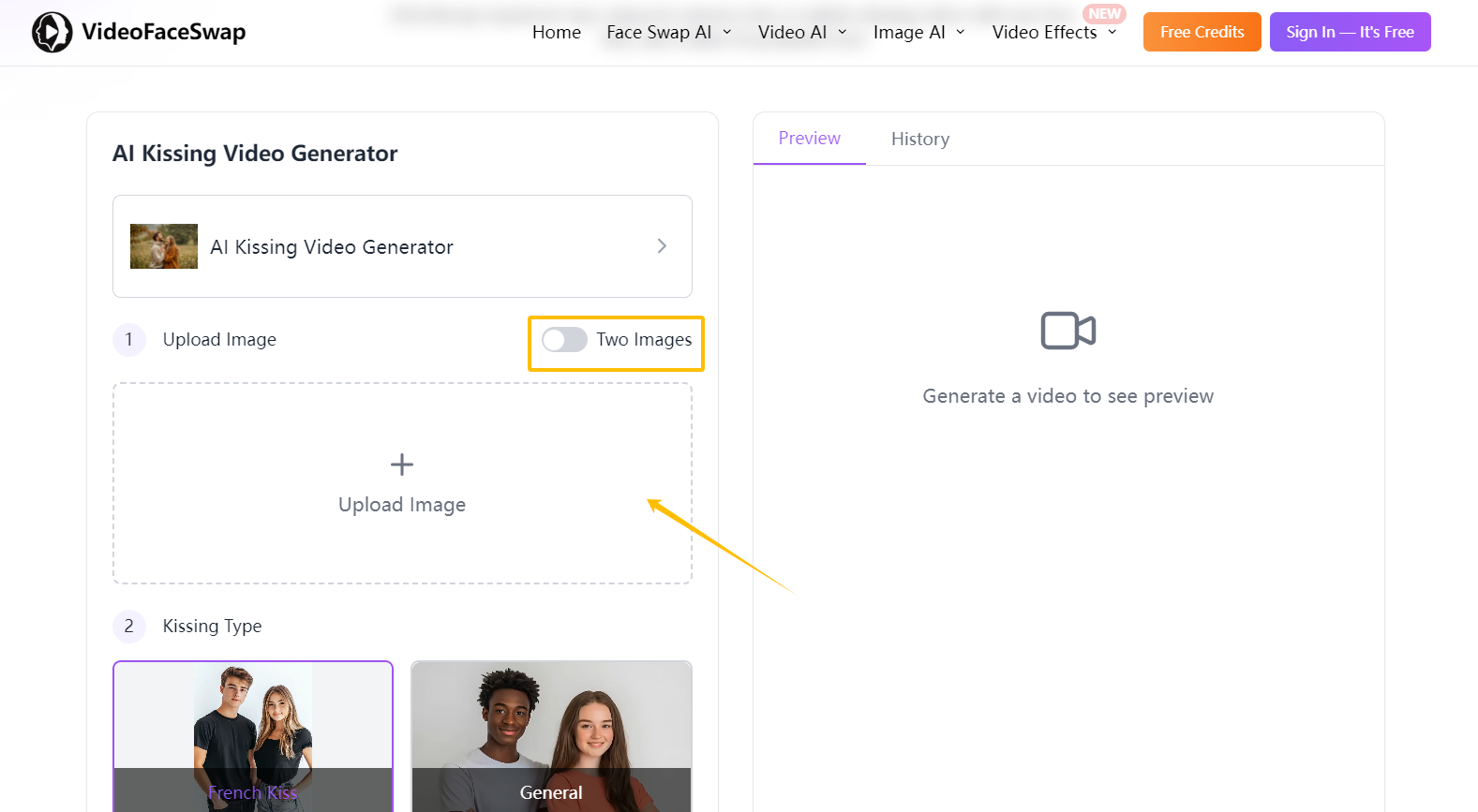 How to Use an AI Kissing Video Generator-step 1