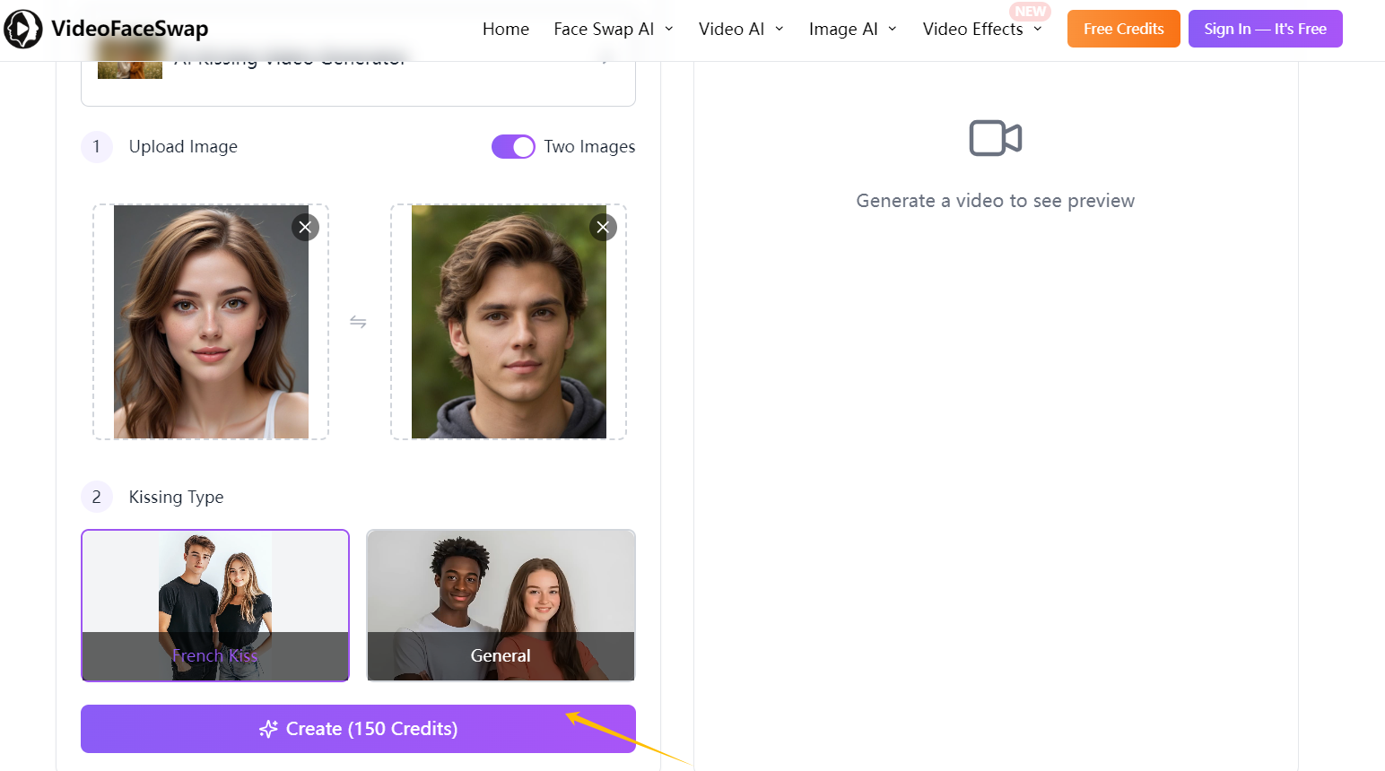 How to Use an AI Kissing Video Generator-step 3