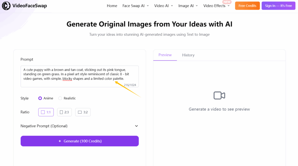 How to Use AI Pixel Art Generator-step 1