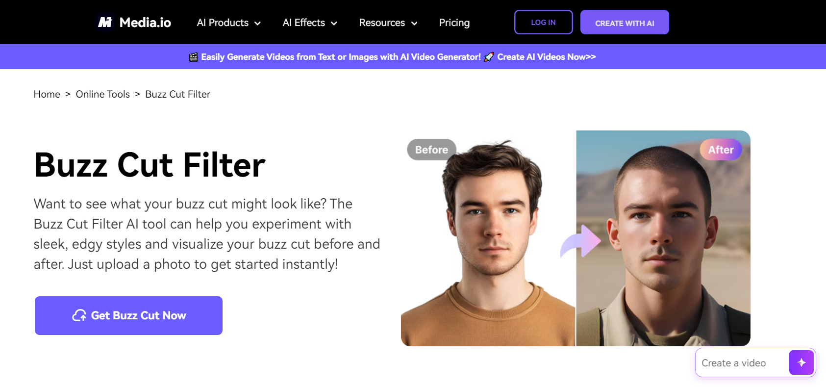 Best AI Buzz Cut Filter Tool-media